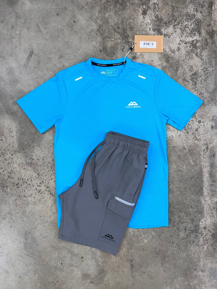 Trailberg Bolt/Solo Aqua Set - T Shirt / Grey Shorts